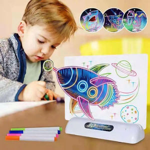 ラージサイズライトアップ8色スペース落書き消去可能キッズマジック製図板おもちゃ3Dメガネ付き - Product Image 3