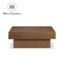 Table basse moderne en chêne massif avec plateau en parquet, table rectangulaire pour salon, table à thé en bois pour la maison et l'hôtel