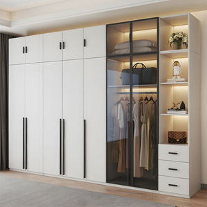 Jerome <span class=keywords><strong>Armadio</strong></span> Moderno Multifunzionale con 6 Ante, Mobile Contenitore Bianco in Legno con Porta in Vetro - Product Image 2