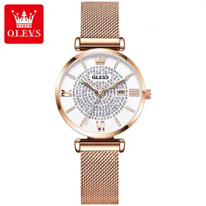 OLEVS 6892 High Quality Roman Line Calendar Diamond Ladies Wristwatches Stainless Steel Women'S Waterproof Quartz Watches