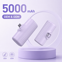 Batterie externe de poche mini 5000 mAh avec prise Type-C intégrée, charge rapide 20W, affichage LED, pour téléphone