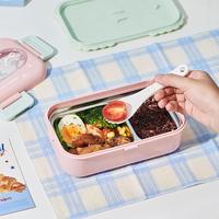 Boîtes à collation en acier inoxydable 304 à 2 compartiments, boîtes de rangement alimentaire portables, boîtes bento avec couvercles