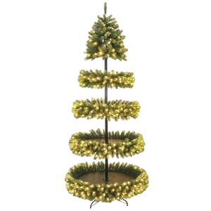 Sapin de Noël tournant vert, 210 cm de haut, avec lumières LED - Product Image 1