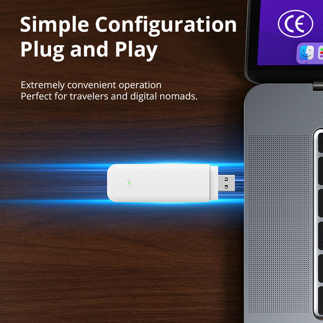 JIMI Factory Unlock 4G Mini USB Dongle 4G WiFi LTE CE Certificate SIM Card Slots 300 Mbps 2.4GHz Sharing VPN ESIM UFI Firewall