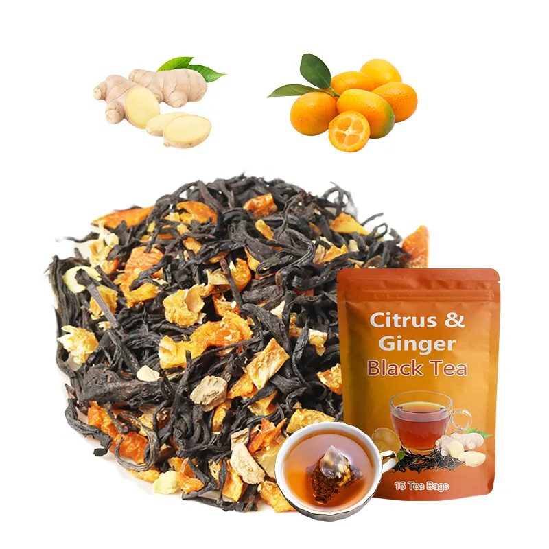 Private label black tea flavor tea finest black ginger honey Orange peel ginger tea