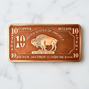 Barra de Cobre Puro 999 de 10oz al por Mayor con Patrón de Mascota Búfalo, Estampado Personalizado, Barra de Lingote, Regalo de Negocios para Coleccionistas - Product Image 1