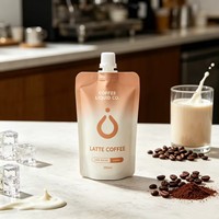Pochette souple personnalisée mate avec bec verseur, en PE monolaminé, haute barrière, anti-fuite, avec bouchon à vis, pour emballage de café et produits laitiers