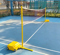 Poteau de badminton mobile avec roues, hauteur réglementaire 1,55 m, ensemble complet pour l'entraînement professionnel et les matchs