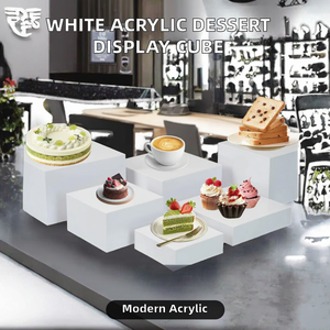 Kotak <span class=keywords><strong>Display</strong></span> Makanan Bertingkat Akrilik Putih Modern yang Dapat Didaur Ulang untuk Pesta Pernikahan - Product Image 2