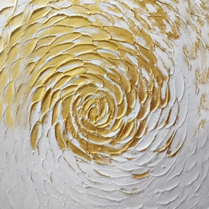 Arte della parete della tela <span class=keywords><strong>con</strong></span> il cerchio dell'ondulazione della foglia d'oro 3D struttura astratta 100% pittura decorativa appesa a mano - Product Image 6