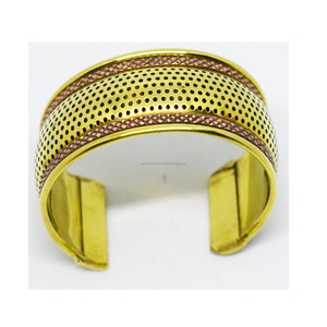 Vintage 1990 Chicago Victorian Muslim Chunky Gold Bangle Oval Themed <b>copper</b> cuff <b>bracelet</b> gift Gold Jewelry Gift for Sister - Product Image 3