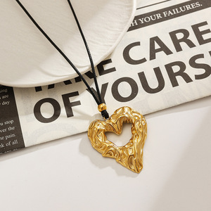 Collar Ajustable con Colgante de Corazón de Acero Inoxidable, Chapado en Oro de 18k, para Uso Diario - Product Image 1