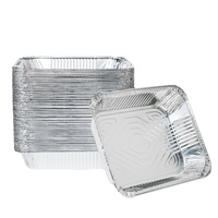 Casseroles en aluminium de 9x13 "demi-poêles profondes de table avec couvercles en aluminium Plat à friction Buffet Traiteur