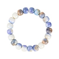 Bracelet élastique tendance en perles de verre amazonite teintes de 10 mm, plaqué or, avec perles tambour abaque craquelées, vente en gros