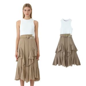 Vestido Elegante con Cinturón para Mujer, Novedad de Primavera, Diseño en Capas - Product Image 1