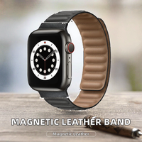 Bracelet magnétique en cuir CHARM Loop de 20 cm pour montre connectée Watch Ultra SE - Tailles 38-49 mm