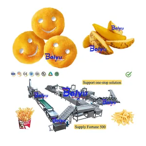 Baiyu Fully Automatic Industrial Potato Flakes Chips Making Machine Frozen French Fries Fun-shaped Potatoes Smile mashed potato