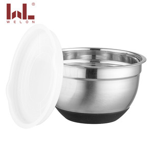 Estilo americano 14-30CM Acero inoxidable pulido 201 Juego de cuencos para mezclar Tapas de silicona para hoteles Restaurantes Cena de una sola cantidad - Product Image 5