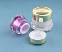 Pot à crème en acrylique à double paroi 5g 10g 30g, pot à crème pour le visage, conteneur pour crème de nuit avec couvercles dorés, pot en plastique vide pour cosmétiques