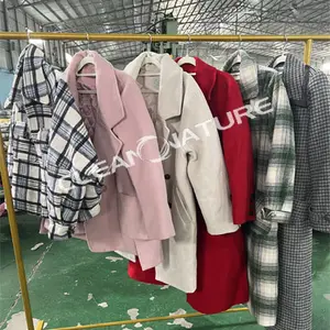 Lady wool coat high quality second hand clothes in bag stock