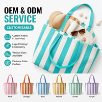Sac fourre-tout en toile rayée écologique en gros, couleur et taille personnalisables, sac de courses réutilisable en coton, service OEM professionnel