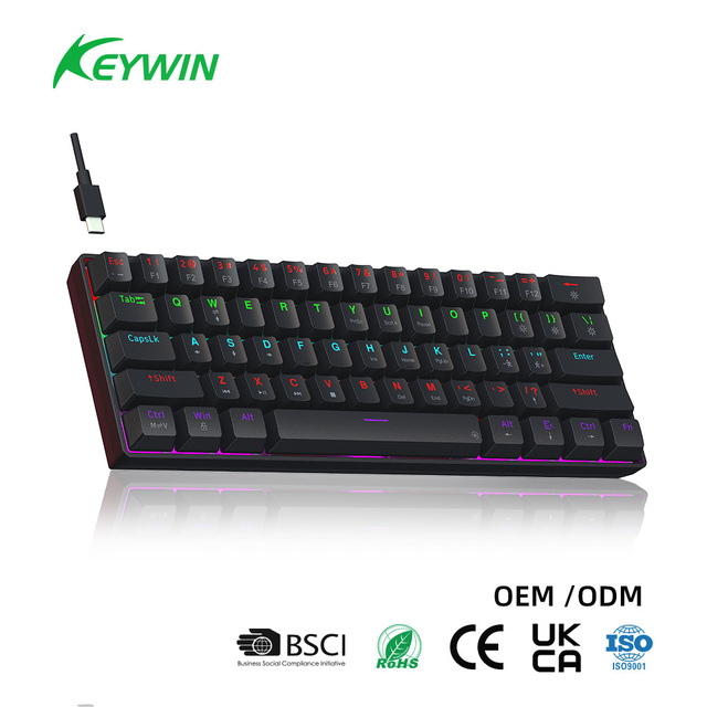 Small Size 60% Layout English Version Wired 61 Keys Gaming Keyboard  LED Backlight  Mechanical Keyboard Factory Direct Sale