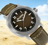 Montre de Plongée Unisexe de Luxe Vintage Simple Automatique Étanche 10 ATM en Acier Inoxydable avec Aiguilles Lumineuses et Cadran Dégradé Marron à Remontage Rapide