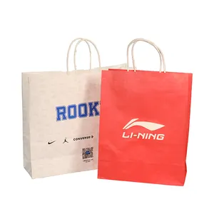 Luxury Gift Boutique Custom Printing With Your Logos Ribbon Handle White Jewelry Packaging Small Shopping Clothing Paper Bags