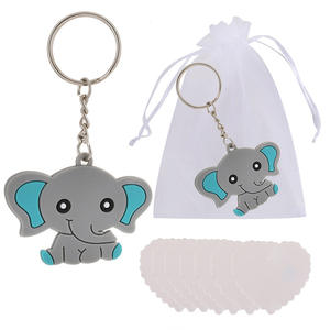 Faveurs de fête prénatale, porte-clés éléphant <span class=keywords><strong>rose</strong></span>, sacs en organza pour la décoration de fête prénatale, cadeaux sur le thème de la fête, fournisseur de fête - Product Image 2