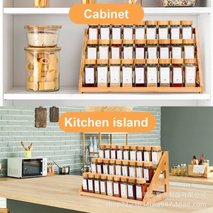 Étagère à épices en bambou 4 niveaux avec couvercle en bois hermétique pour épices et sel - Product Image 4