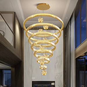 Lámpara de Araña de Cristal Moderna, Grande y Lujosa, Redonda, para Sala de Estar, Edificio Dúplex, Lámpara Colgante para Escalera - Product Image 4