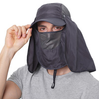 Topi Outdoor Nylon dengan Pinggiran Lebar dan Pelindung Wajah & Leher untuk Olahraga Pria & Wanita, untuk Perjalanan, Bersepeda, Memancing, Bahan Cepat Kering