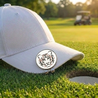 Marqueur de balle de golf léger en émail magnétique motif Tigre Amusant, Clip de chapeau rond, Logo personnalisé, Accessoires de golf en métal, Vente en gros