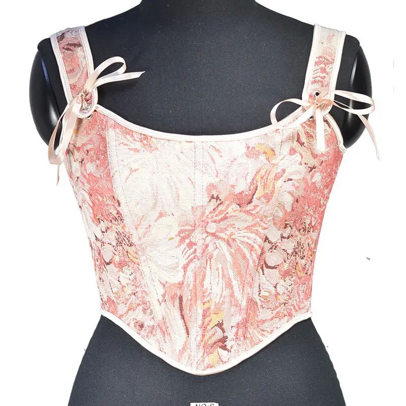 French Vintage Print Bustier New Women's Sexy Elegant Floral Corset Tops Fashion Designer French Vintage Print Bustier