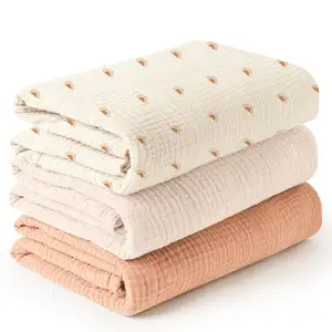 Personnalisé en gros 100% coton 2 couches couverture pour landau landau poussette couvre mousseline couvertures d'emmaillotage couverture pour bébé