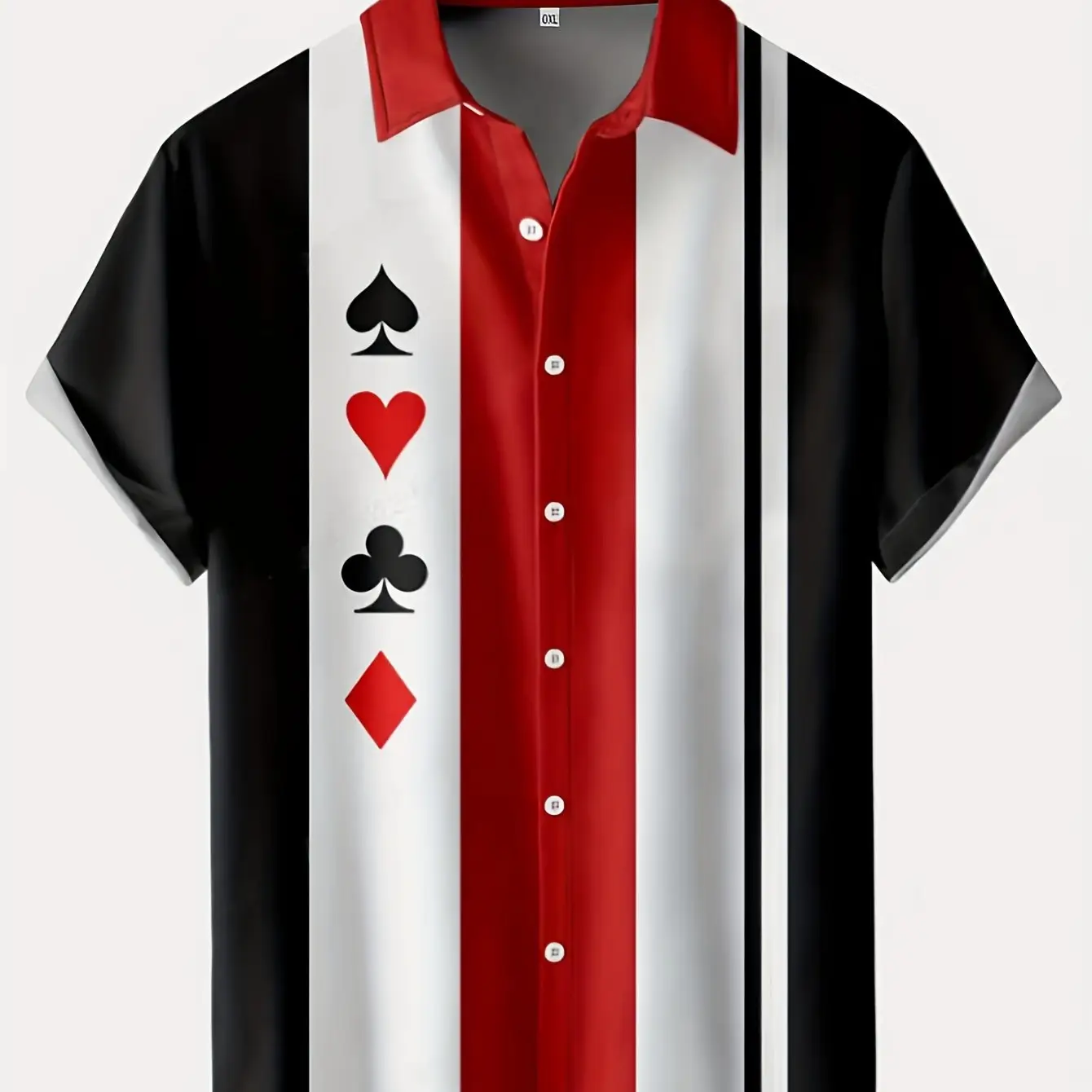 유행 남자의 포커 카드 패턴 스트라이프 그래픽 캐주얼 반팔 셔츠 여름, 플러스 사이즈