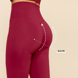 Pantalones acampanados de yoga reciclados ecológicos, de cintura alta, cruzados desnudos, ajustados, informales, atléticos, de pierna ancha, sólidos, para levantamiento de cadera - Product Image 3
