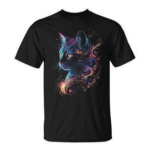 Camiseta Cat In The Galaxy Space Kitten con cabeza de gato, color negro, unisex para adultos - Product Image 2