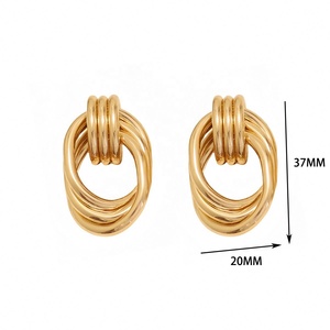 Pendientes de Espiral Trenzada de Tres Bucles, Geométricos, Tridimensionales, Circulares, Retro, para Mujer - Product Image 3