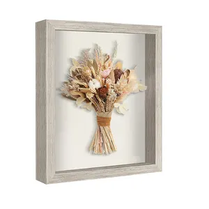 Black White Walnut Wood Mdf Decoration Art Picture Photo Frame Deep Box Frame With Plexiglass