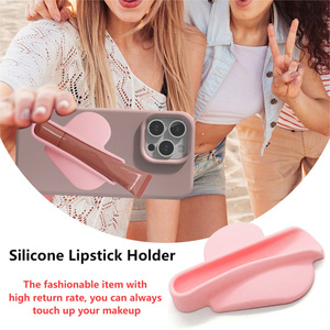 Support à rouge à lèvres en forme de cœur pour téléphone portable, support de téléphone pour baume à lèvres, support de téléphone portable en silicone auto-adhésif, support de brillant à lèvres pour le dos du téléphone avec adhésif - Product Image 5