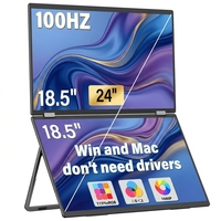 Moniteur portable double InnoView 18,5 pouces avec support réglable à 315 degrés, écran IPS FHD 1080P pour le travail de bureau