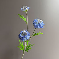 Bunga Scabiosa Buatan Grosir L-553, Bunga Pincushion Sutra Palsu Putih Multi Kepala, Buket Pernikahan, Dekorasi Rumah