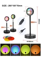 Projecteur LED USB contemporain avec projections arc-en-ciel et coucher de soleil rouge - Lampe de bureau pour chambre à coucher, fête, cadeau