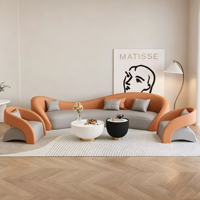 Ensemble de canapés en cuir courbé, canapé sectionnel moderne de luxe en forme d'arc pour salon, maison, hôtel, hall d'entrée