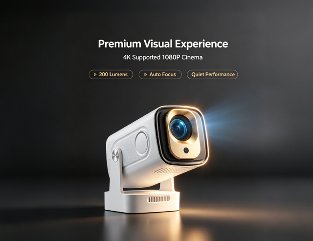 HY260Pro WiFi6 5G/2.4G 200Lumens 1080P Portable Projector BT5.4 Low Latency 4K AutoFocus Video Streaming Android 11 Smart Device