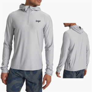 Pullover sportivo da <span class=keywords><strong>uomo</strong></span> camicie Quick Dry Moisture Wicking 1/2 Zip-Up manica lunga Top t-shirt atletica leggera - Product Image 1