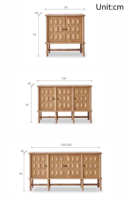 Meuble TV sur mesure en bois massif sculpté en forme de pyramide, noyer et chêne, 4 portes, buffet de salon, console multimédia