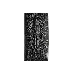 Carteira masculina retrô de crocodilo, preço mais barato, cabeça, carteira masculina, carteira de viagem, cartão de visita