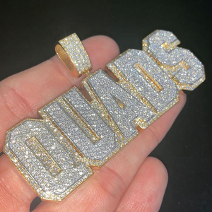 Bijoux personnalisés de style HipHop tendance <span class=keywords><strong>2022</strong></span>, pendentif personnalisé à double couche en argent sterling 925 avec pavé de diamants - Product Image 1